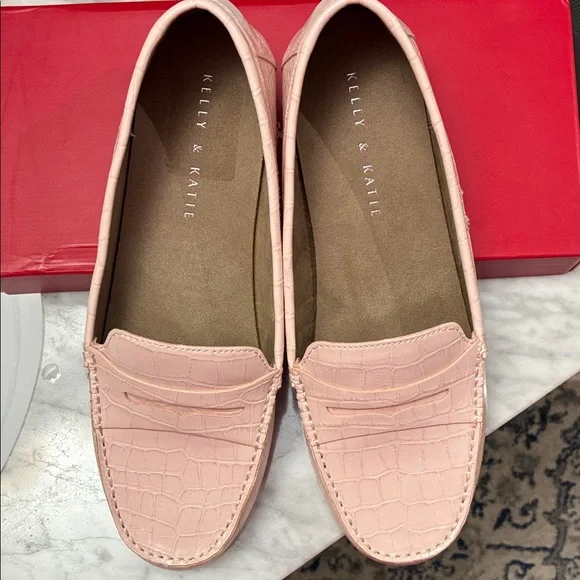 Kelly & Katie Blush Croc-Embossed Loafers - Picture 7 of 10
